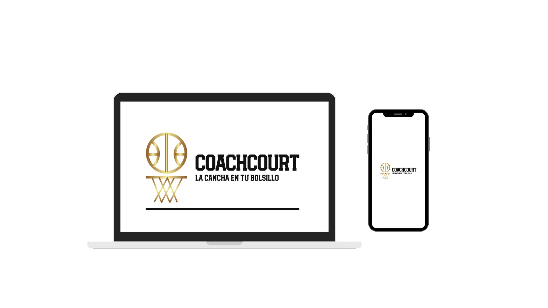 Coach Court App en laptop y móvil